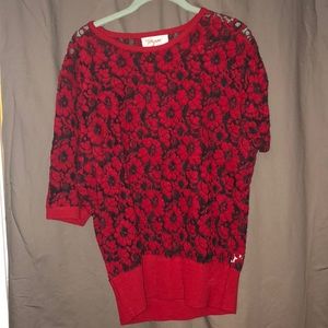 Red and black Tatyana short sleeve sweater
